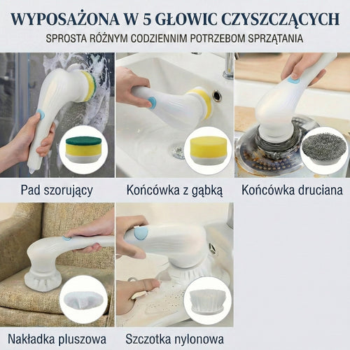 Elektryczna Szczotka Obrotowa 5w1 – Nowa Generacja Czystości z Ładowaniem USB
